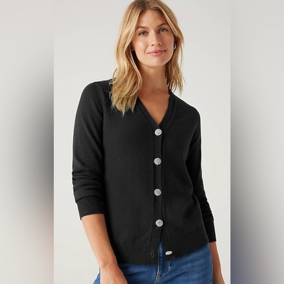 J Jill Black Bejeweled-Buttons Cardigan very soft and comfortable Size 2X NWT - Picture 1 of 14